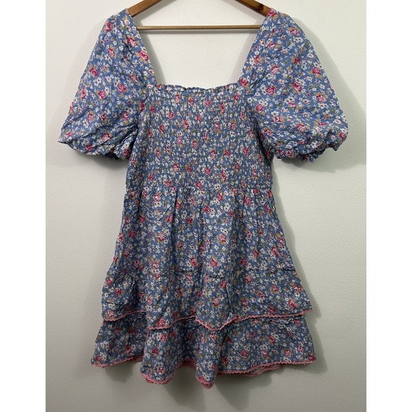 Betsey Johnson Dress Mini Blue Floral Size XL NEW - Picture 2 of 10
